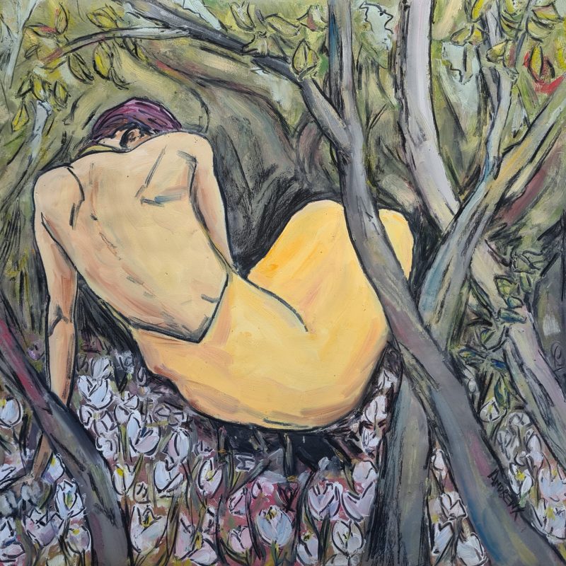 Yellow (Crocus 3), oil and charcoal, 94x94cm